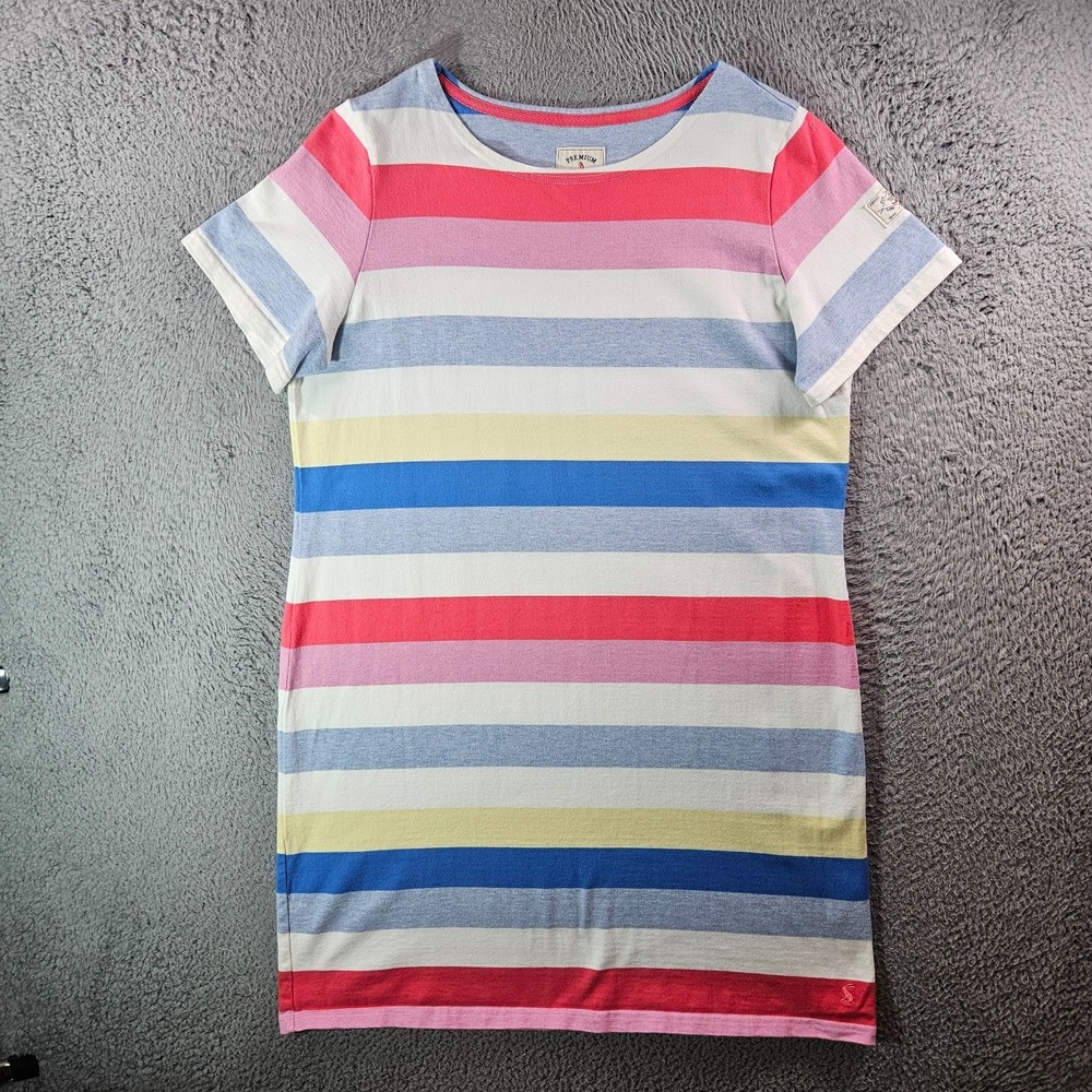 Joules Casual Dress UK 18 US 14 Stretch Short Sleeve Colorful Striped